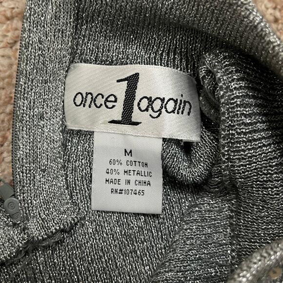 VTG Y2K Once Again Silver Sequin Mock Turtle Neck Sweater Shimmery Sparkly Sz M - Picture 16 of 16